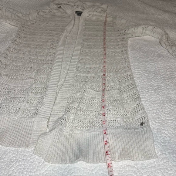 Eddie Bauer White Cardigan linen/cotton hooded size L - Picture 15 of 16
